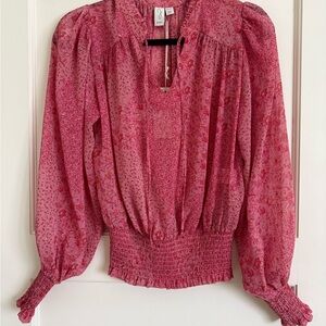 JOIE Floral Pink & Gold Blouse